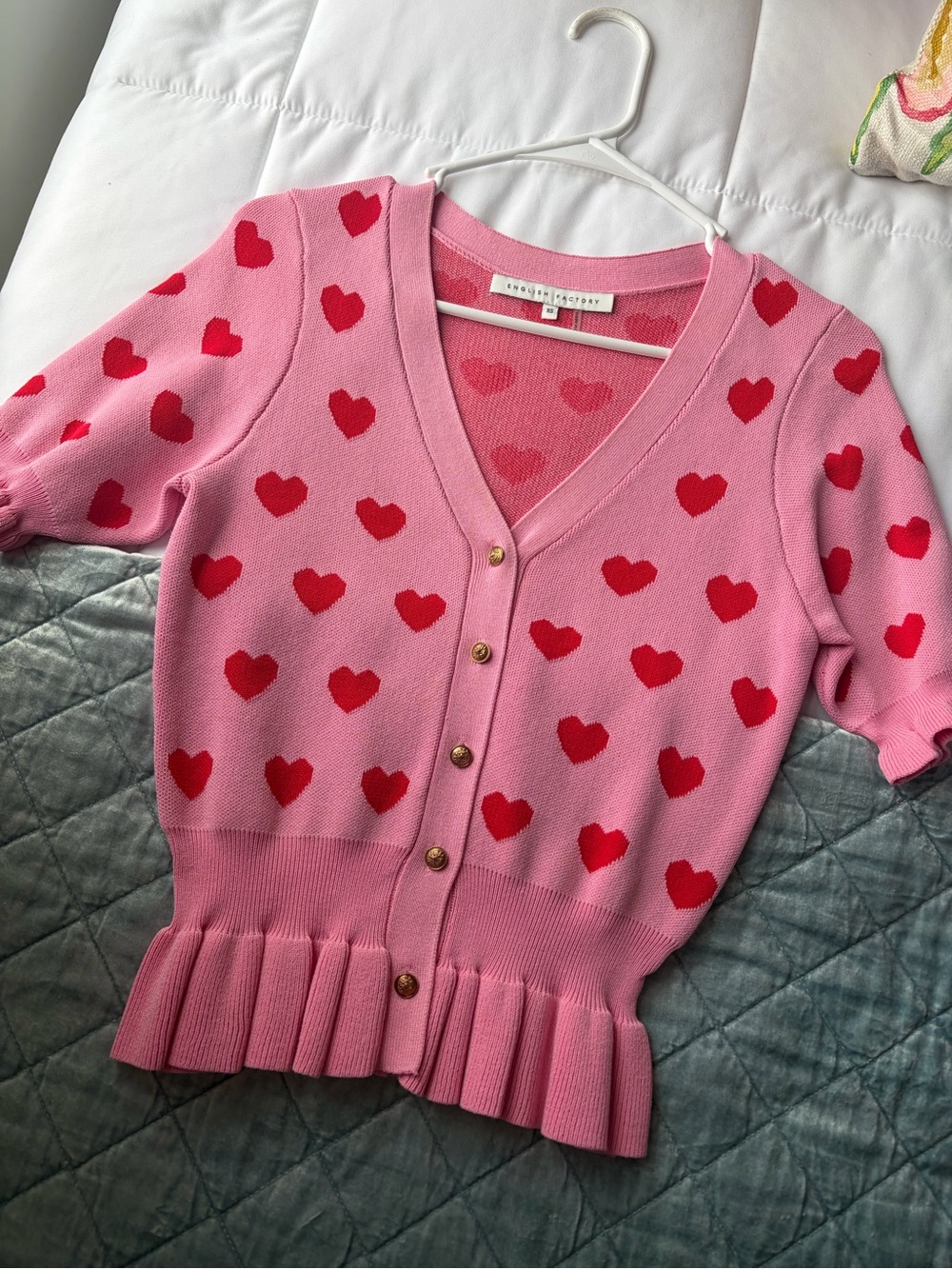 Pink Heart Button-Front Cardigan